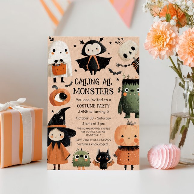 Monster Mash Whimsical Halloween Birthday Party  Invitation (Creator Uploaded)