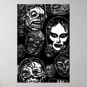 Monster Masks Poster Pop Variant– Retro Horror