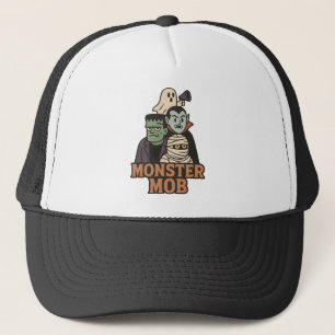 Monster Mob Frankenstein Dracula Mummy Ghost Trucker Hat