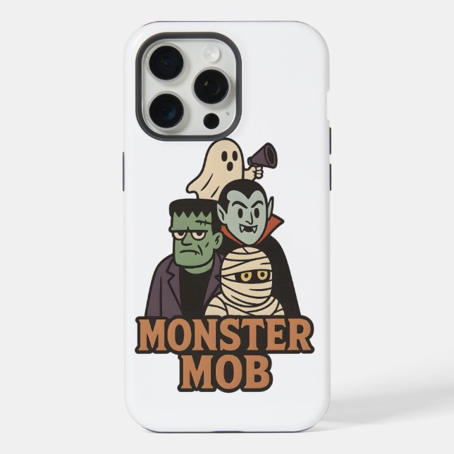 Monster Mob Funny Ghost Vampire Frankenstein Mummy iPhone Case (Back)