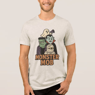 Monster Mob Retro Halloween Classic Squad Tri-Blend Shirt