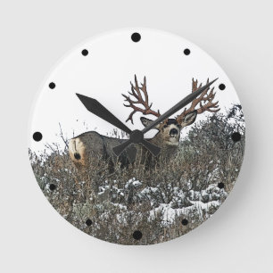 Monster mule deer 2 round clock