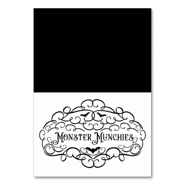 Monster Munchies Vintage Halloween Food Tent Table Number (Front)