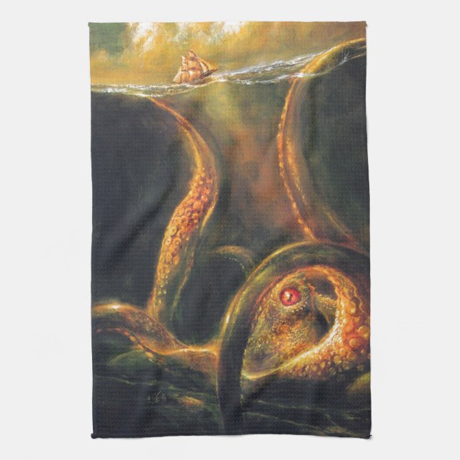 Monster Octopus Tea Towel (Vertical)