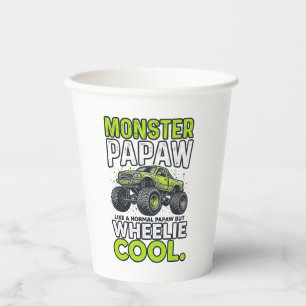 Monster Papaw Wheelie Cool Funny Monster Truck Des Paper Cups