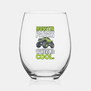 Monster Papaw Wheelie Cool Funny Monster Truck Des Stemless Wine Glass