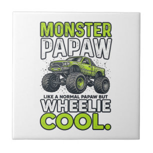 Monster Papaw Wheelie Cool Funny Monster Truck Des Tile