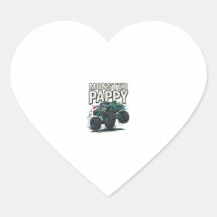 Monster Pappy Monster Truck Vintage Vector Design_ Heart Sticker