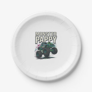 Monster Pappy Monster Truck Vintage Vector Design_ Paper Plate
