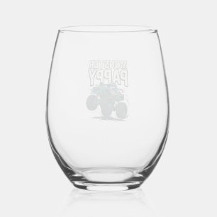 Monster Pappy Monster Truck Vintage Vector Design_ Stemless Wine Glass