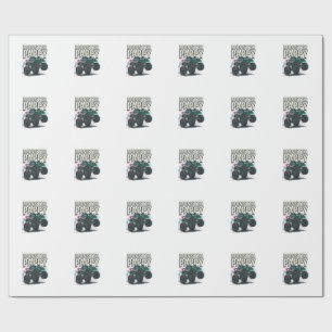 Monster Pappy Monster Truck Vintage Vector Design_ Wrapping Paper
