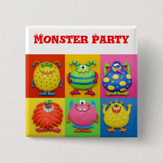 Monster Party 15 Cm Square Badge