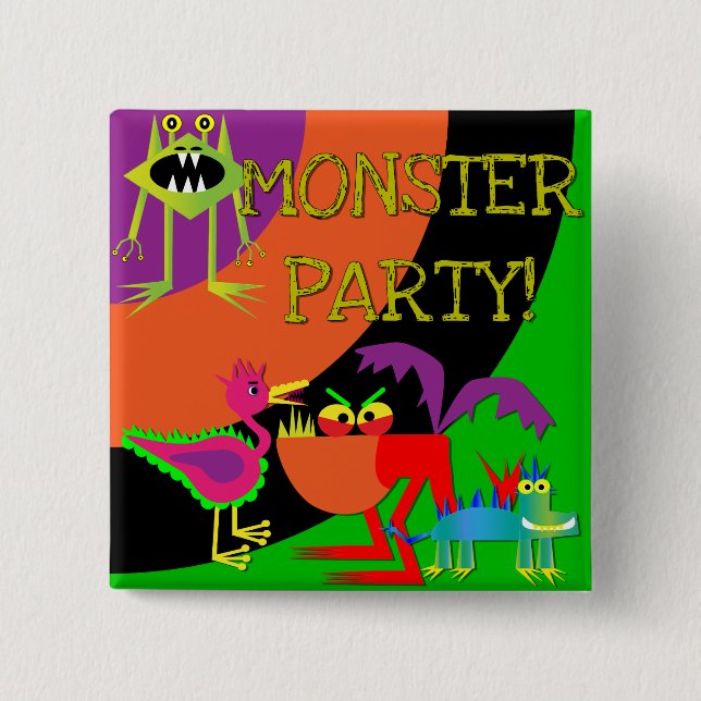 Monster Party Birthday Button (Front)