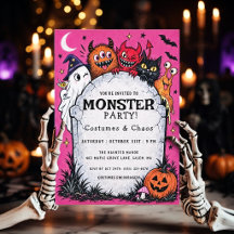 Monster Party Retro Halloween Invitation