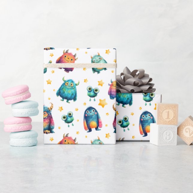 Monster Pattern Whimsical Kids' Birthday Party   Wrapping Paper (Baby Shower)