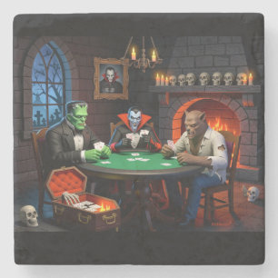 Monster Poker Halloween Stone Coaster