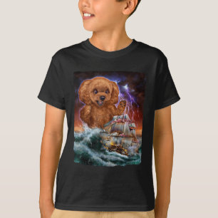 Monster Poodle Dog As Kraken Attack A War Ship At  T-Shirt