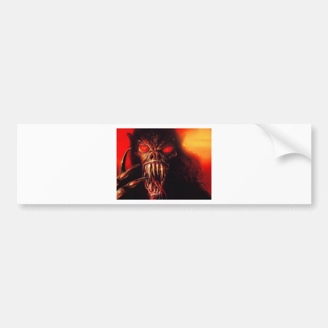 monster red eyes with fangs bumper sticker (Front)