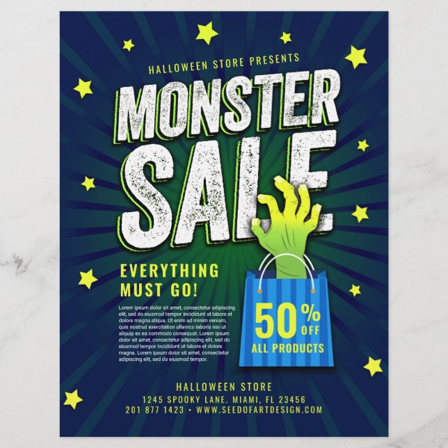 Monster Sale Halloween Retail Advertisement Flyer (Front)