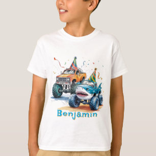 Monster Shark Truck Birthday Bash watercolor T-Shirt