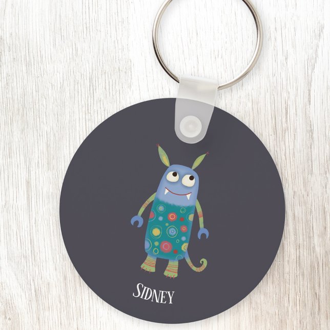 Monster Sidney Custom Name Key Ring (Personalized name cute monster keyring)