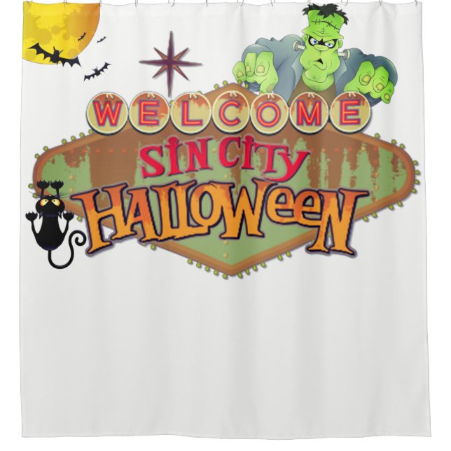 Monster Sin City Halloween Shower Curtain (Front)
