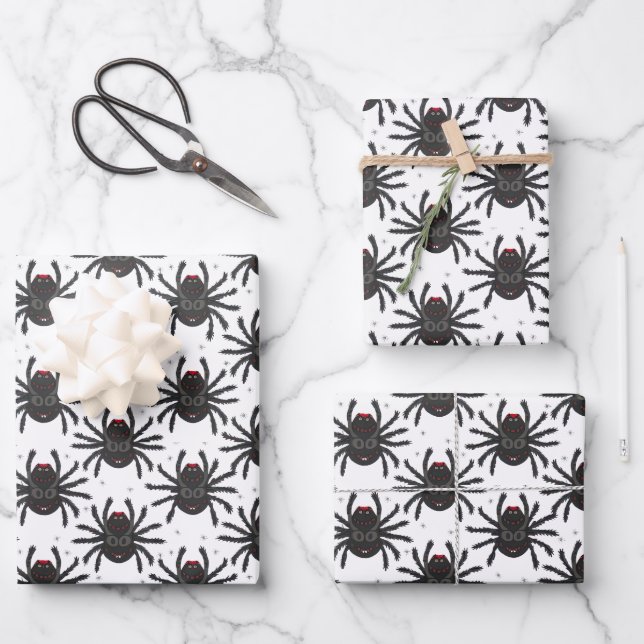 Monster Spiders Wrapping Paper Sheet (Front)
