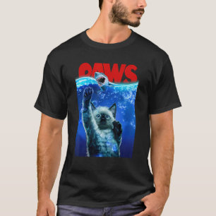 Monster Tabby Cat Ambush Great White Shark in the  T-Shirt