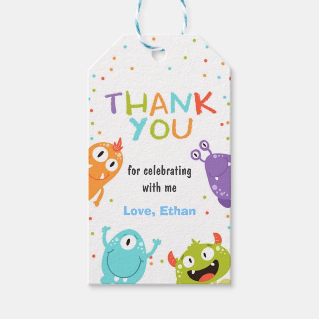 Monster thank you favour gift tag Little monster (Front)