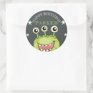 Monster Theme Birthday Party Personalised Classic Round Sticker