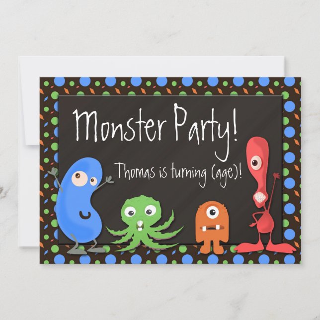 Monster Theme II Birthday Party Invitations (Front)