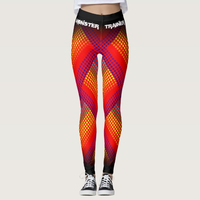 Monster Trainer Fire Red/Black Leggings (Front)