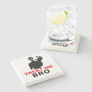 Monster Treat Me Bro funny Halloween customisable Stone Coaster