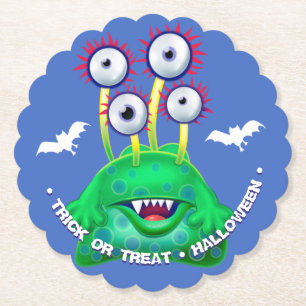 Monster Trick or Treat Halloween Party Coaster. Paper Coaster