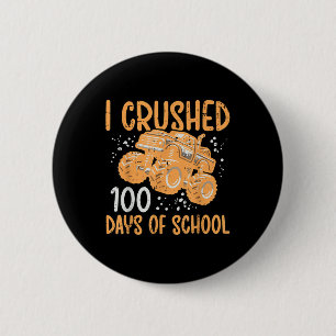 Monster Truck 100 Days School 100th Day Boys Kids  6 Cm Round Badge