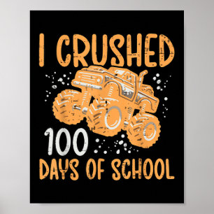 Monster Truck 100 Days School 100th Day Boys Kids  Poster