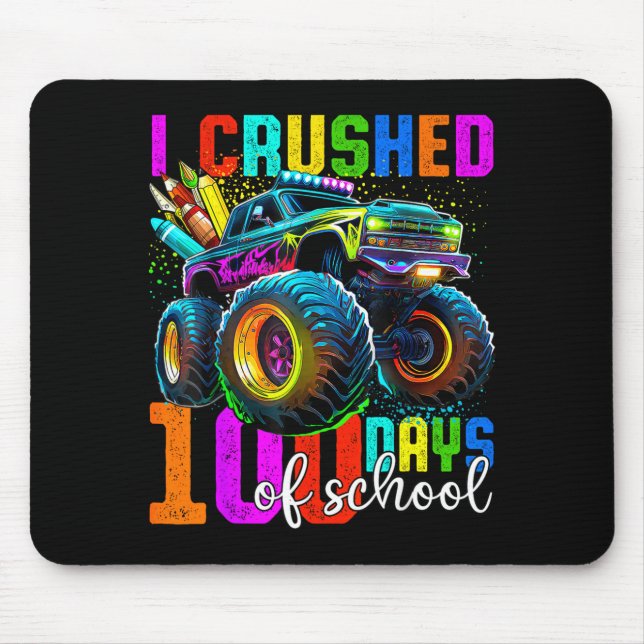 Monster Truck 100th Day Of School Boys 100 Days Of Mouse Pad (Front)