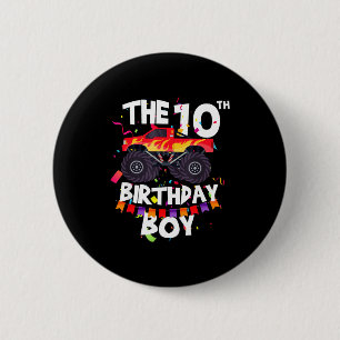 Monster Truck 10th Birthday Boy Funny 10 Years Old 6 Cm Round Badge