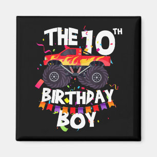 Monster Truck 10th Birthday Boy Funny 10 Years Old Magnet