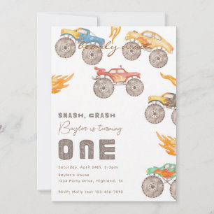 Monster Truck 1st Birthday Invitation