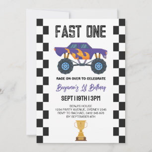 Monster Truck 1st Birthday Party Invitation