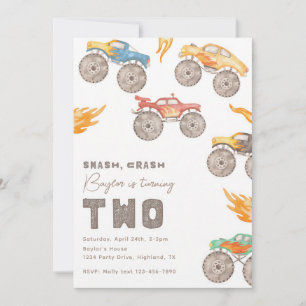 Monster Truck 2nd Birthday Invitation