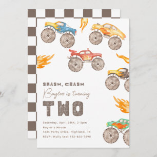 Monster Truck 2nd Birthday Invitation   Trucks