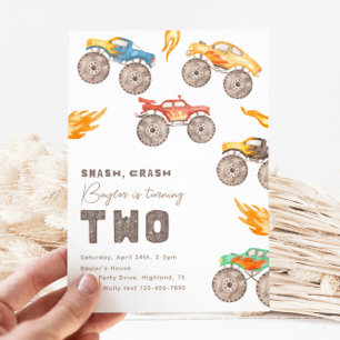 Monster Truck 2nd Birthday Invitation   Trucks