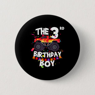 Monster Truck 3rd Birthday Boy Funny 3 Years Old B 6 Cm Round Badge