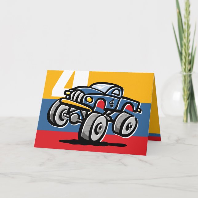 Monster Truck 4th Birthday Card (Front)