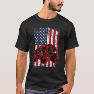 Monster Truck 4th Of July Boys American Flag Men T-Shirt