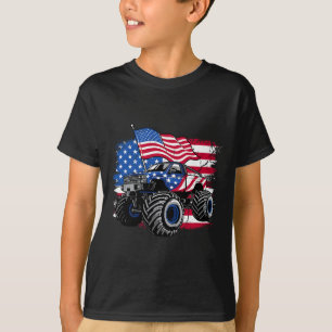 Monster Truck 4th Of July Shirt Boys American Flag
