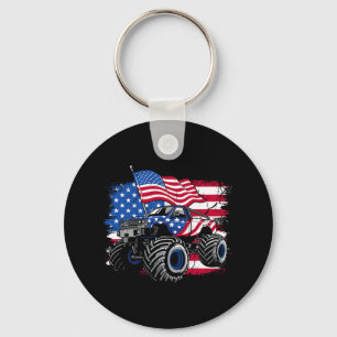 Monster Truck 4th Of July Shirt Boys American Flag Key Ring