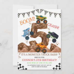 Monster Truck 5th Birthday Invitation